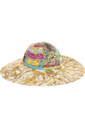 Moschino Hats, female, , M, Canvas Scarf Print Wide Brim Hat