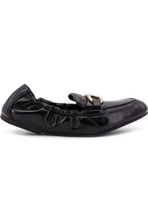 Salvatore Ferragamo Ballerinas, female, , 4 UK, Deconstructed Leather Loafer with Gold Detail