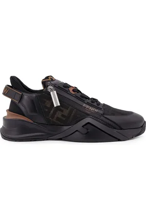 Fendi Sneakers, male, , 9 UK, Leather Jacquard Trainers with FF Detail