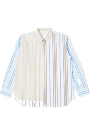 Universal Works Casual Shirts, male, , L, Square Pocket Panel Shirt Stripes