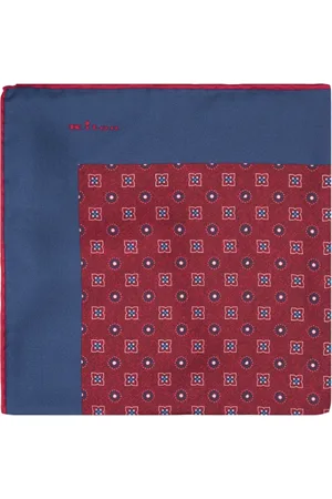 Kiton Silky Scarves, male, , ONE SIZE, Geometric Floral Pocket Handkerchief