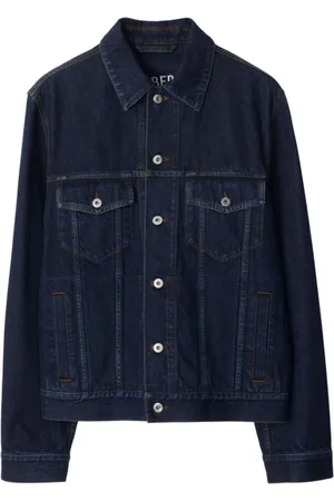 Burberry Denim Jackets, male, , M, Indigo Front Button Fastening Coat
