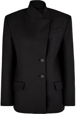 The Attico Blazers, female, , M, Wool Gabardine Blazer with Logo