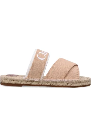 Chloé Braided Raffia Sandals with Crossover Straps