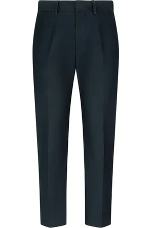 Tom Ford Navy Cotton Pleated Trousers