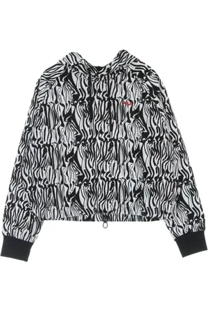 Fila Hoodies, female, , S, Short Lightweight Hooded Sweatshirt Breza All Over Print Cropped Hoody