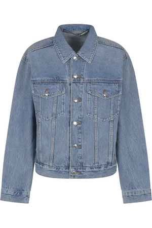 Alexander Wang Denim Jackets, female, , M, Embossed Trucker Jacket with Logo Waistband