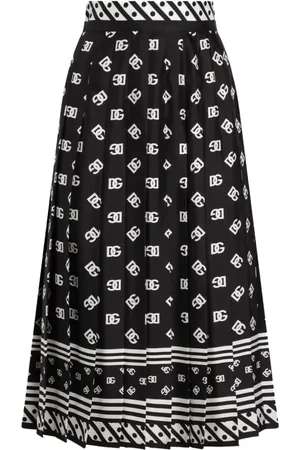 Dolce & Gabbana Midi Skirts, female, , S, Pleated Skirt with Logos