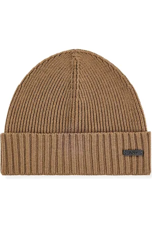 HUGO BOSS Virgin Wool Beanie Logo Hat