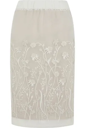 P.A.R.O.S.H. Floral Embroidered Midi Skirt