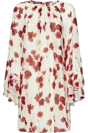 Max Mara Short Dresses, female, , S, White Floral Print Silk Dress