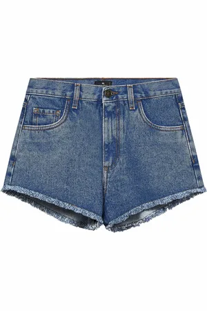Etro Denim Shorts, female, , W27, Frayed Shorts with Logo Button