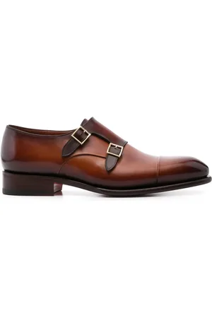 santoni Business Shoes, male, , 8 1/2 UK, Leather Double-Buckle Shoes