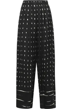 ALYSI Wide Trousers, female, , XS, Silk Straight Leg Trousers with Front Pleats
