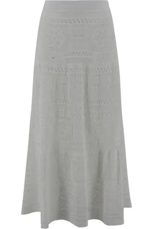 D.EXTERIOR Midi Skirts, female, , M, Patchwork Embroidered Flared Long Skirt