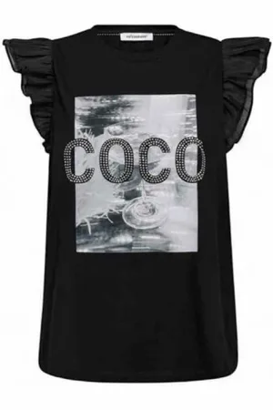 Co`Couture Sleeveless Tops, female, , XL, Champagne Stone Mix Flutter Sleeve Top