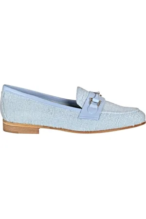 ROBERTO FESTA Tweed Moccasins Leather Trim Round Toe