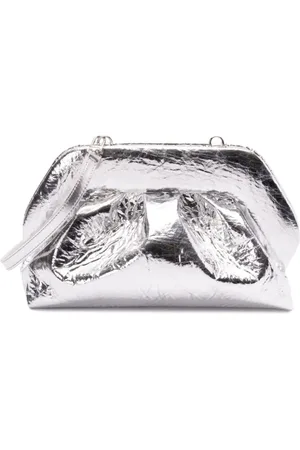 THEMOIRÈ Silver Crossbody Bag with Pleat Detailing
