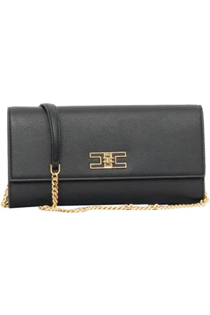Elisabetta Franchi Cross Body Bags, female, , ONE SIZE, Leather Clutch Bag with Gold Details