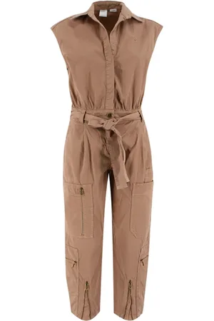 Pinko Jumpsuits, female, , M, Sleeveless Stretch Cotton Overall with Zipped Pockets