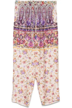 PIERRE-LOUIS MASCIA Cropped Trousers, female, , L, Floral Print Lilac Trousers