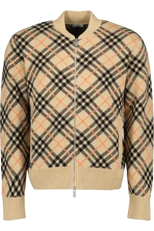 Burberry Bomber Jackets, male, , L, Checkered Cashmere Bomber Jacket