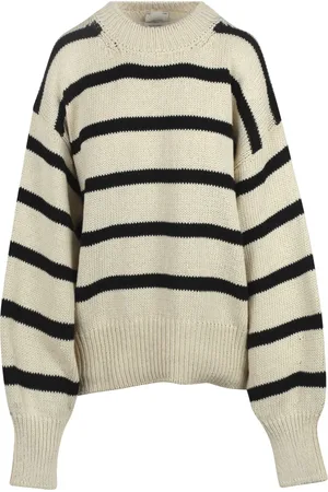 ALYSI Round-neck Knitwear, female, , M, Striped Cotton Jumper with Crew Neck