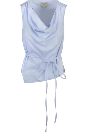 Alessia Santi Sleeveless Tops, female, , XS, Poplin Blouse with Draped Neckline