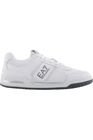 EA7 Sneakers, male, , 11 1/3 UK, Leather Trainers with Shiny Inserts