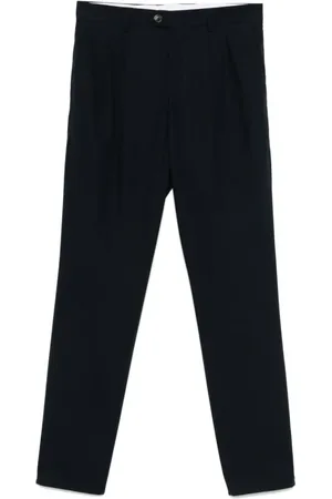 Brunello Cucinelli Straight Trousers, male, , L, Navy Cotton Chinos with Button Closure