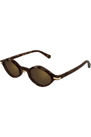 Cartier Sunglasses, unisex, , S, Geometric Godron Sunglasses in Havana