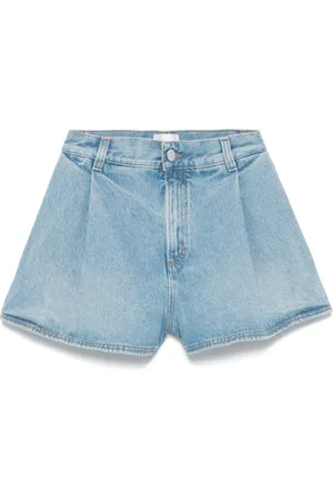 haikure Denim Shorts, female, , W24, Sky Denim Shorts with Pleated Details