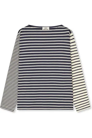 Mads Norgaard Long Sleeve Tops, female, , M, Navy Long Sleeve Boatneck Tee