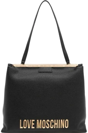 Moschino Logo Tote Bag with Clasp Closure