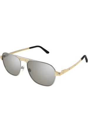 Cartier Sunglasses, unisex, , ONE SIZE, Aviator Sunglasses in Silver Gold