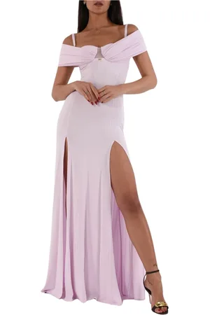 Elisabetta Franchi Gowns, female, , 2XL, Jersey Crêpe Corset Dress with Draped Shoulders
