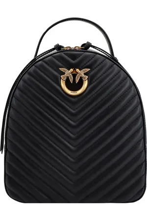 Pinko Backpacks, female, , ONE SIZE, Quilted Nappa Leather Backpack with Love Birds Diamond Cut Buckle