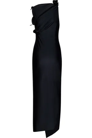 COPERNI Maxi Dresses, female, , XS, Asymmetric Dress with Cut-outs and Swirling Fabric Roses