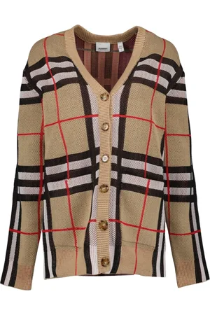 Burberry Cardigans, female, , XS, Checkered Cardigan V-Neck Vintage Print
