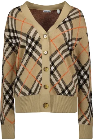 Burberry Checkered Cardigan with V-Neck