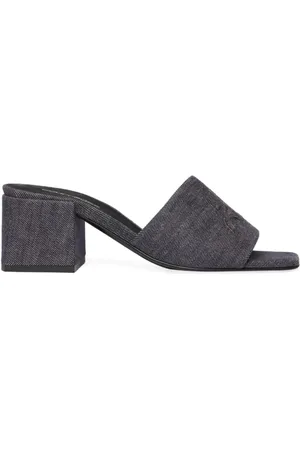 Courrèges Grey Slip-On Block Heel Sandals