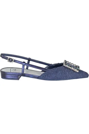 ROBERTO FESTA Ballerinas, female, , 3 UK, Navy Tweed Slingback with Strass