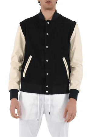 DFOUR Slim Fit Leather Bomber Jacket
