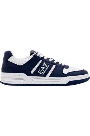 EA7 Sneakers, male, , 7 1/3 UK, Blue Trainers with Leather Upper