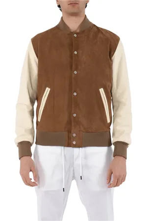 DFOUR Leather Jackets, male, , L, Slim Fit Leather Bomber Jacket