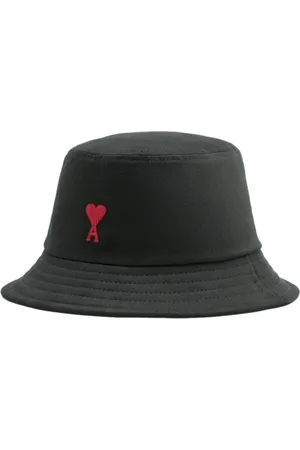 Ami Hats, male, , 58 CM, Cotton Logo Embroidered Flat Brim Hat