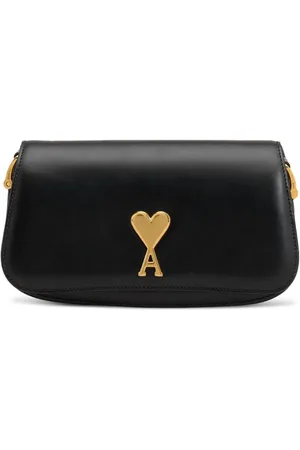 Ami Leather Shoulder Bag with Gold Hardware