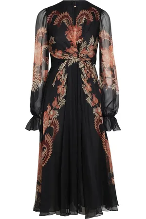 Etro Short Dresses, female, , XS, Floral Foliage Print Silk Chiffon Dress