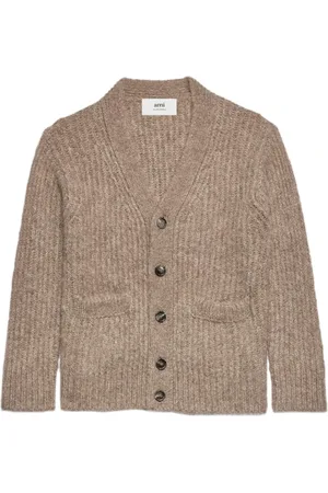 Ami V-Neck Rib-Knit Cardigan