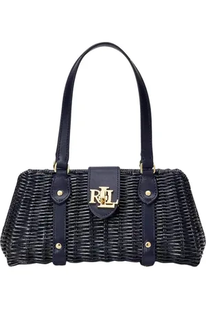 Ralph Lauren Navy Rattan Handbag